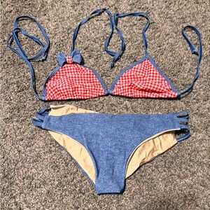 Stylish Red and Blue Bikini Set